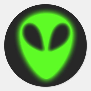 Rond Sticker Alien vert brillant