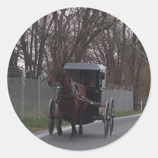 Rond Sticker Amish Buggy (Devant)