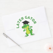Rond Sticker amusant plus tard Gator Graduation (Enveloppe)