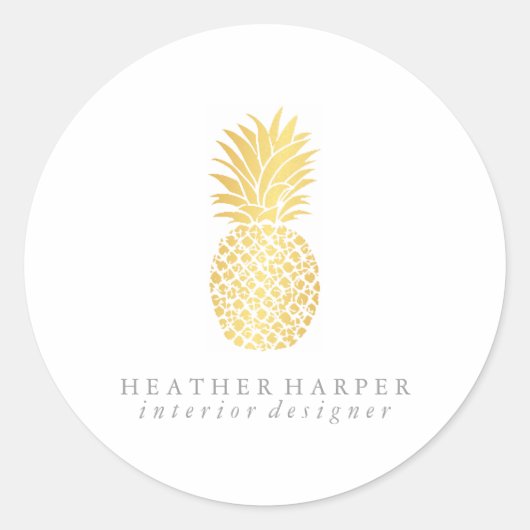 Rond Sticker - Ananas Or (Devant)