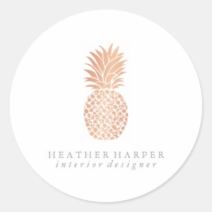 Rond Sticker - Ananas Rose Gold