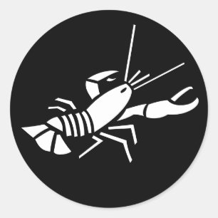 Rond Sticker animal blanc noir homard