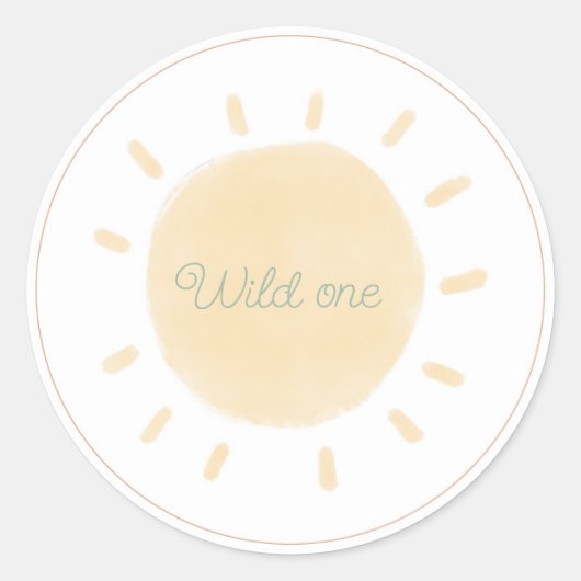 Rond Sticker animal Wild One Boho Safari (Devant)