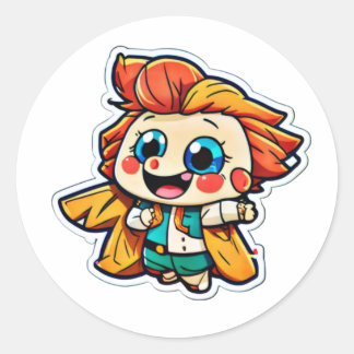 Rond Sticker Animé mignon - Sourires illimités