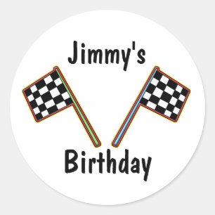 Rond Sticker Anniversaire À damiers drapeaux de course