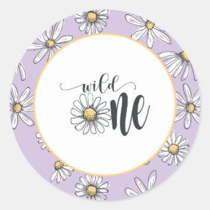 Rond Sticker Anniversaire Daisy - Wild One - Purple