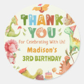 Rond Sticker Anniversaire Dinosaure Green (Devant)