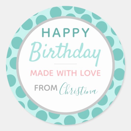 Rond Sticker Anniversaire Fabriqué Avec Amour (20) (Devant)