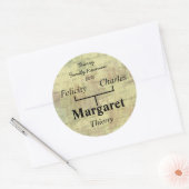 Rond Sticker Antique Shabby Family Tree (Enveloppe)