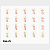 Rond Sticker Aquarelle Or Ananas (Feuille)