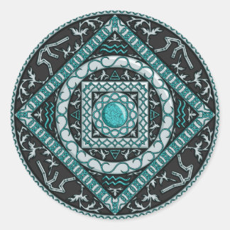 Rond Sticker Aquarius Mandala