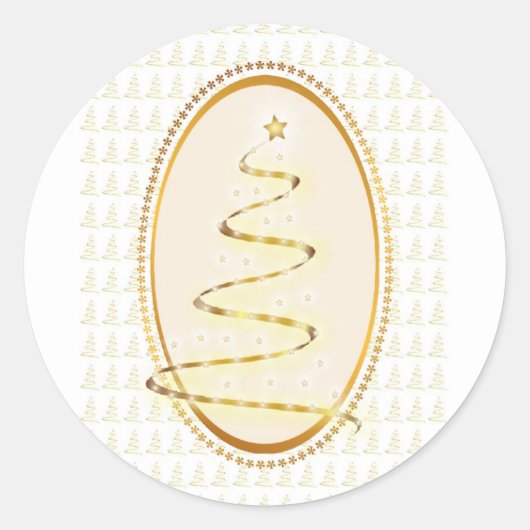 Rond Sticker Arbre de Noël d'or (Devant)