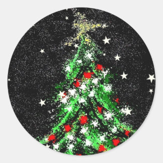 Rond Sticker Arbre de Noël Festif Abstrait (En noir)