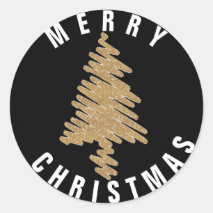 Rond Sticker Arbre de Noël Or contemporain