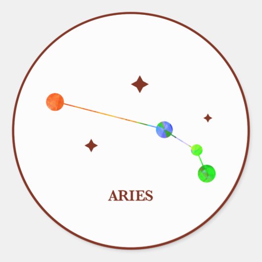 Rond Sticker arc-en-ciel blanc Zodiac Aries (Devant)