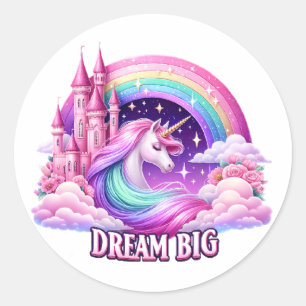 Rond Sticker arc-en-ciel de licorne magique - Conceptio