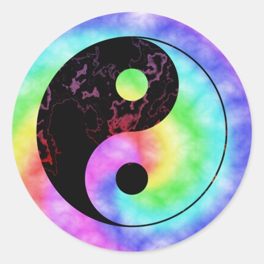 Rond Sticker Arc-en-ciel fané Yin Yang (Devant)