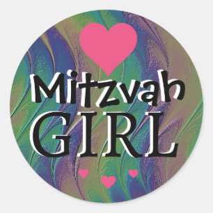 Rond Sticker Arc-en-ciel Mitzvah Girl