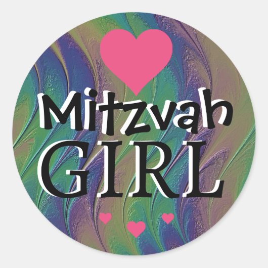Rond Sticker Arc-en-ciel Mitzvah Girl (Devant)