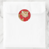 Rond sticker arc-en-ciel orange tabby Noël (Sac)