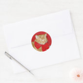 Rond sticker arc-en-ciel orange tabby Noël (Enveloppe)