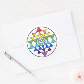 Rond Sticker arc-en-ciel Sri Yantra (Enveloppe)