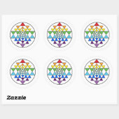 Rond Sticker arc-en-ciel Sri Yantra (Feuille)