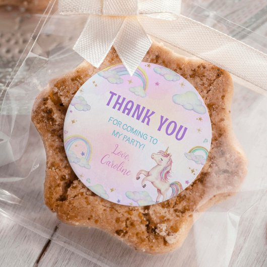 Rond Sticker Arc-en-ciel Unicorn Anniversaire Classic