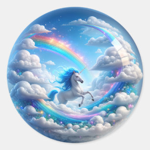 Rond Sticker Arc-en-ciel Unicorne - Imaginaire en flamm