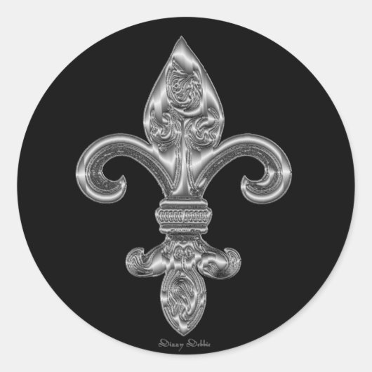 Rond Sticker Argent Fleur De Li (Devant)