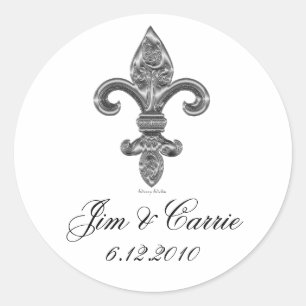 Rond Sticker Argent Fleur De Li