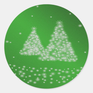 Rond Sticker Arrière - plan vert pour neige et arbres d