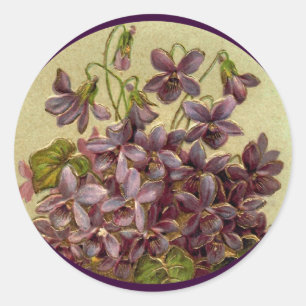 Rond Sticker Art Embossé Violets vintages