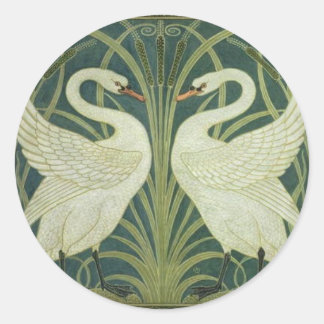 Rond Sticker Art Nouveau Swan and Rush