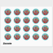 Rond Sticker Art Poissons et Corail Doodle (Feuille)