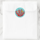 Rond Sticker Art Poissons et Corail Doodle (Sac)