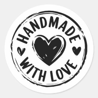 Rond Sticker artisanal avec Love Design Coeur