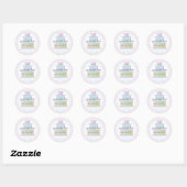 Rond Sticker au gâteau d'anniversaire doux (Feuille)