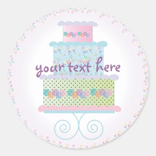 Rond Sticker au gâteau d'anniversaire doux (Devant)