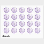 Rond Sticker aux fleurs blanches violettes (Feuille)
