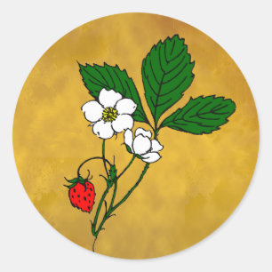 Rond Sticker aux fraises sauvages