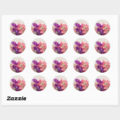 Rond Sticker aux pois doux colorés (Feuille)