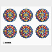Rond Sticker avec des couleurs roumaines Design (Feuille)