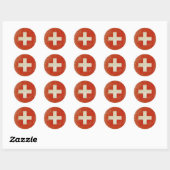 Rond Sticker avec Distressed Suisse (Feuille)
