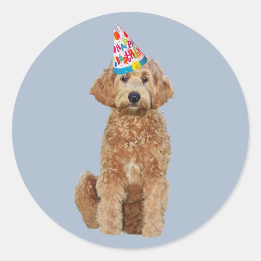 Rond Sticker avec doodle doré d'anniversaire (Devant)