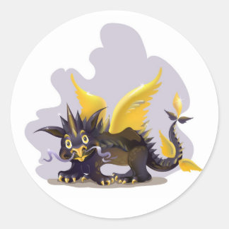 Rond Sticker avec dragon noir drôle photo