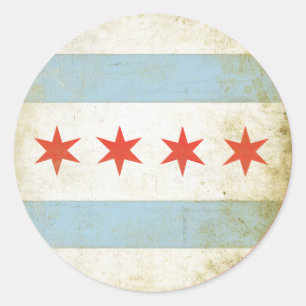Rond Sticker avec drapeau Chicago en détresse