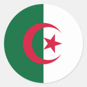 Rond Sticker avec Drapeau d'Algérie (Devant)