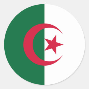 Rond Sticker avec Drapeau d'Algérie
