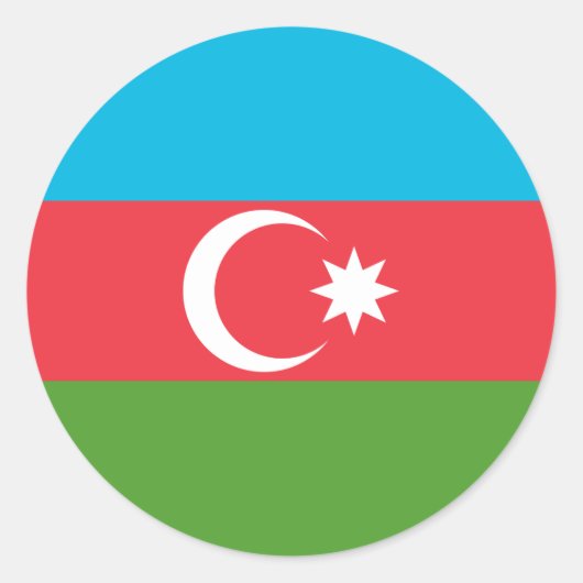 Rond Sticker avec Drapeau d'Azerbaïdjan (Devant)